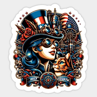 Steampunk July 4th Sticker